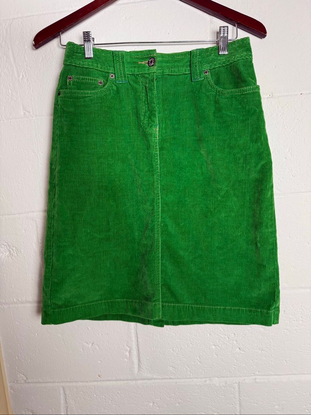 Boden Women’s Green Corduroy A-Line Skirt Size 8R Cotton Stretch Knee Length